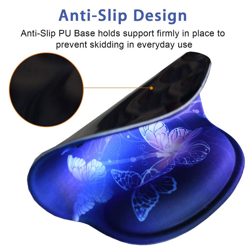 iVeze Ergonomic Mouse Pad Wrist Rests, Non Slip Mousepads with Gel Cushion Wrist Support, iVeze Comfortable Durable Mouse Pads for Home Office Efficient Working Easy Typing & Pain Relief ( Arts Butterfly ) - Image 5